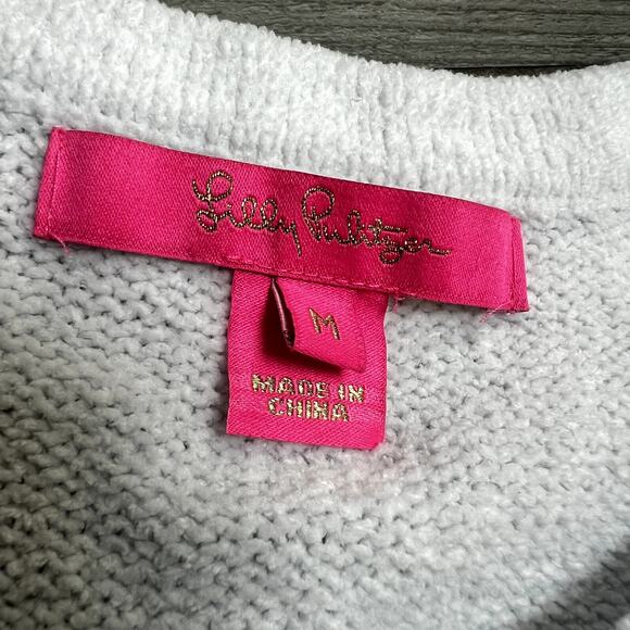 LILLY PULITZER Calloway Navy Stripes Chenille Pullover Sweater Size Medium - Picture 3 of 6